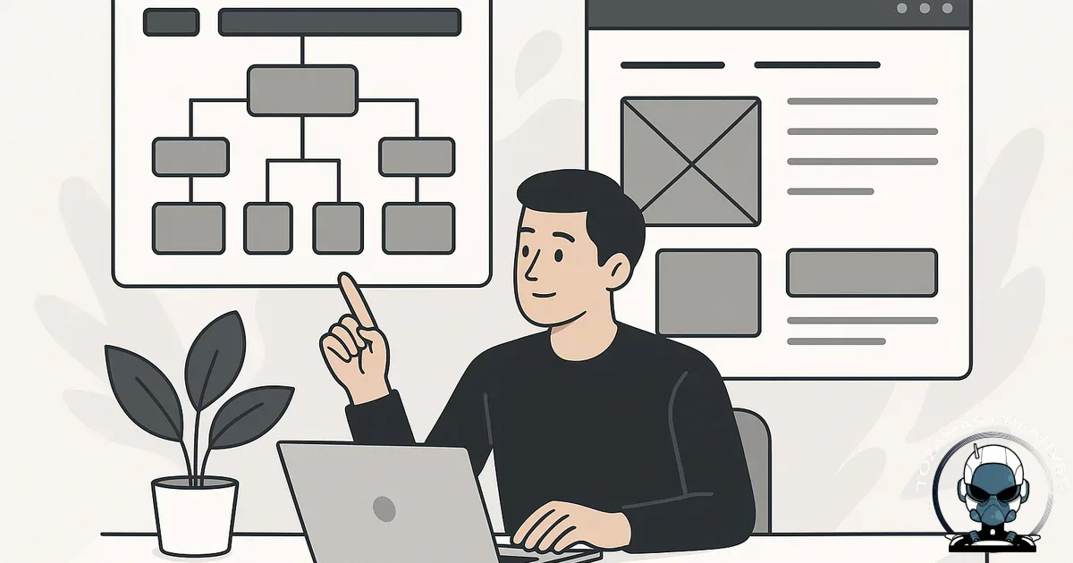 Illustration depicting website architecture structure emphasizing its significance over design.