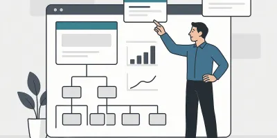 A visual representation of building a website that scales with your business, content hierarchy planning, and future landing page scalability.