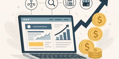A professionally designed website illustrating the compounding effect of a properly built website and E-E-A-T signals for enhanced organic reach.