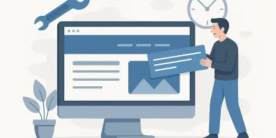 A graphic depicting key signs for rebuilding a website for a digital marketing agency blog.