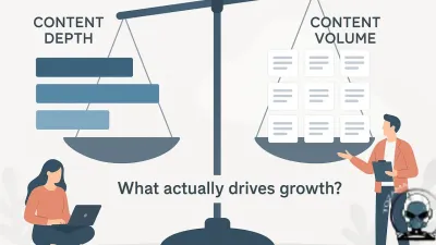 A comparison of content depth vs content volume in digital marketing growth strategies.
