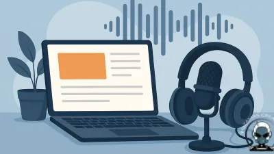 An illustration from blog to podcast, transforming into a podcast, showcasing the topic of turning written content into audio authority.