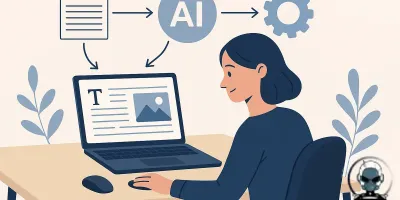 An infographic illustrating steps to build an AI content workflow for digital marketing efficiency.