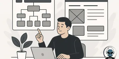 Illustration depicting website architecture structure emphasizing its significance over design.
