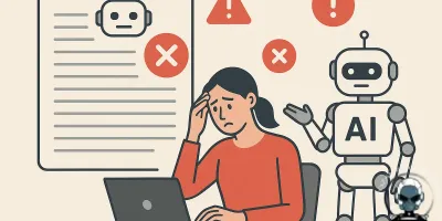 Professional blog image illustrating biggest AI content mistakes and effective corrections.