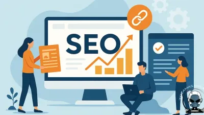 Illustration depicting on-page and off-page SEO foundations for a long-term SEO strategy.