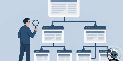 Blog featured image about SEO, rank with less content, focusing on authority concentration, internal linking strength, and the importance of content quality over quantity.