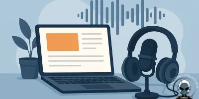An illustration from blog to podcast, transforming into a podcast, showcasing the topic of turning written content into audio authority.