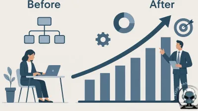 Infographic illustrating business growth systems before and after launch for digital marketing.