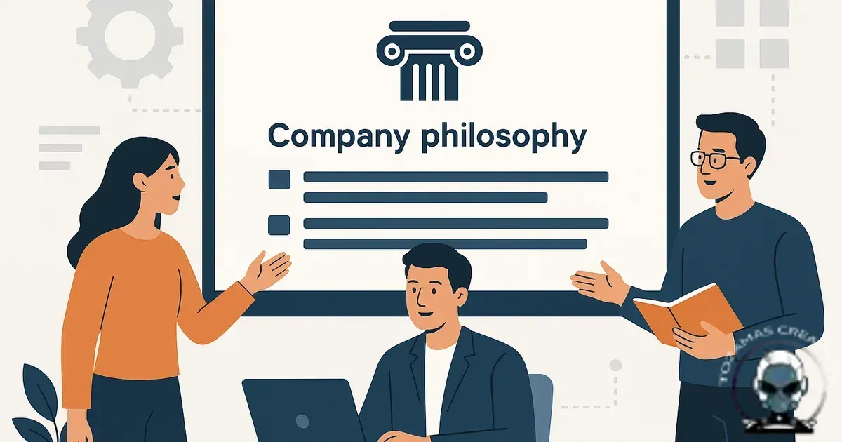 A professional blog featured image representing the complete guide to a functional company philosophy for business websites.