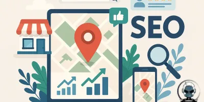 Image illustrating local SEO for businesses, featuring keywords and optimization techniques.