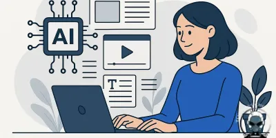 Diagram of a workflow showing building AI powered content systems for your business from brief to publish and performance feedback loop