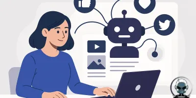 A visual representation of automate social media content with AI technology.