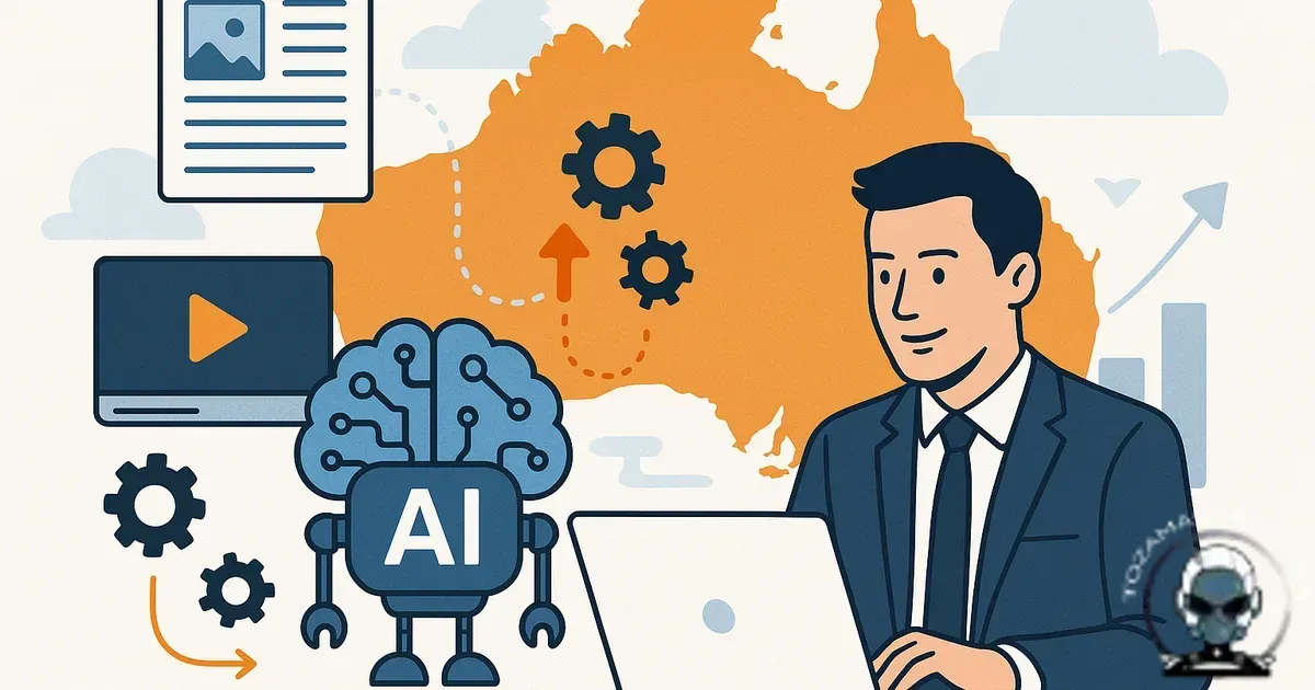 Featured image for a blog post on AI content, tools, and automation tailored for Australian businesses.