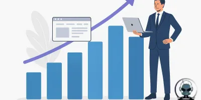 Illustration of the 5 stages of business growth with emphasis on website role.