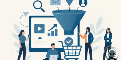 Infographic illustrating conversion pathways in digital marketing to turn website traffic into customers.