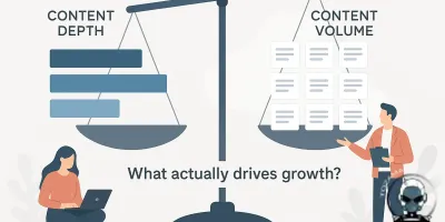 A comparison of content depth vs content volume in digital marketing growth strategies.