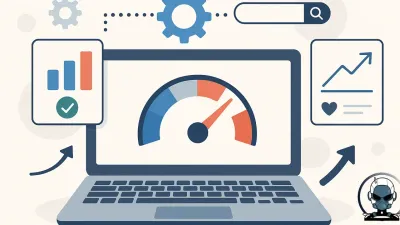 Illustration depicting website performance metrics, highlighting Core Web Vitals and their effect on user engagement and conversions.